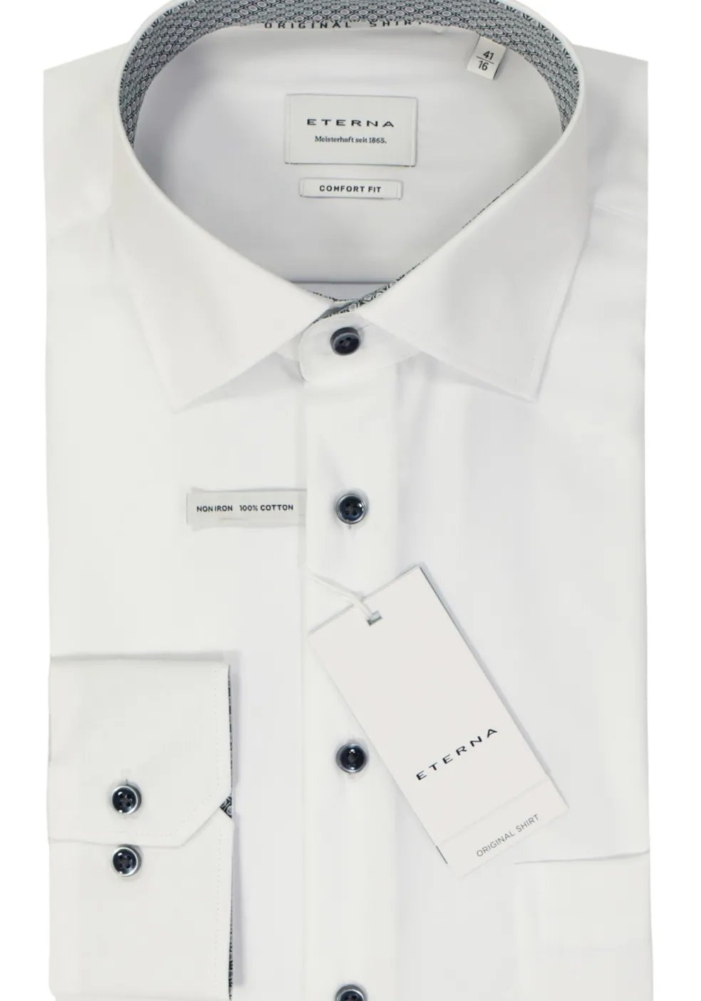 ETERNA comfort fit overhemd, popeline, wit
