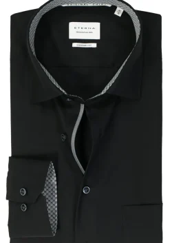 ETERNA comfort fit overhemd, popeline, zwart