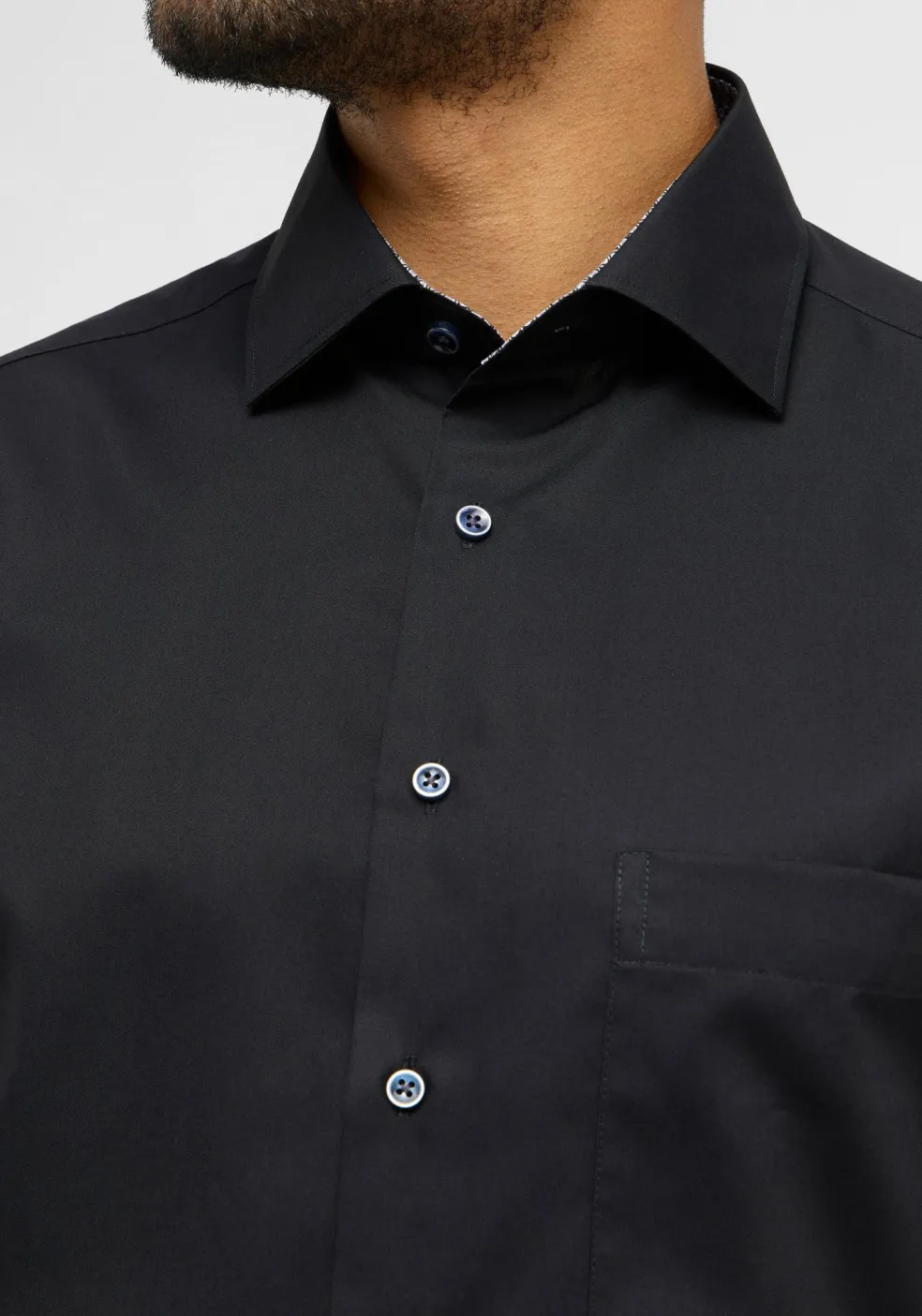 ETERNA comfort fit overhemd, popeline, zwart