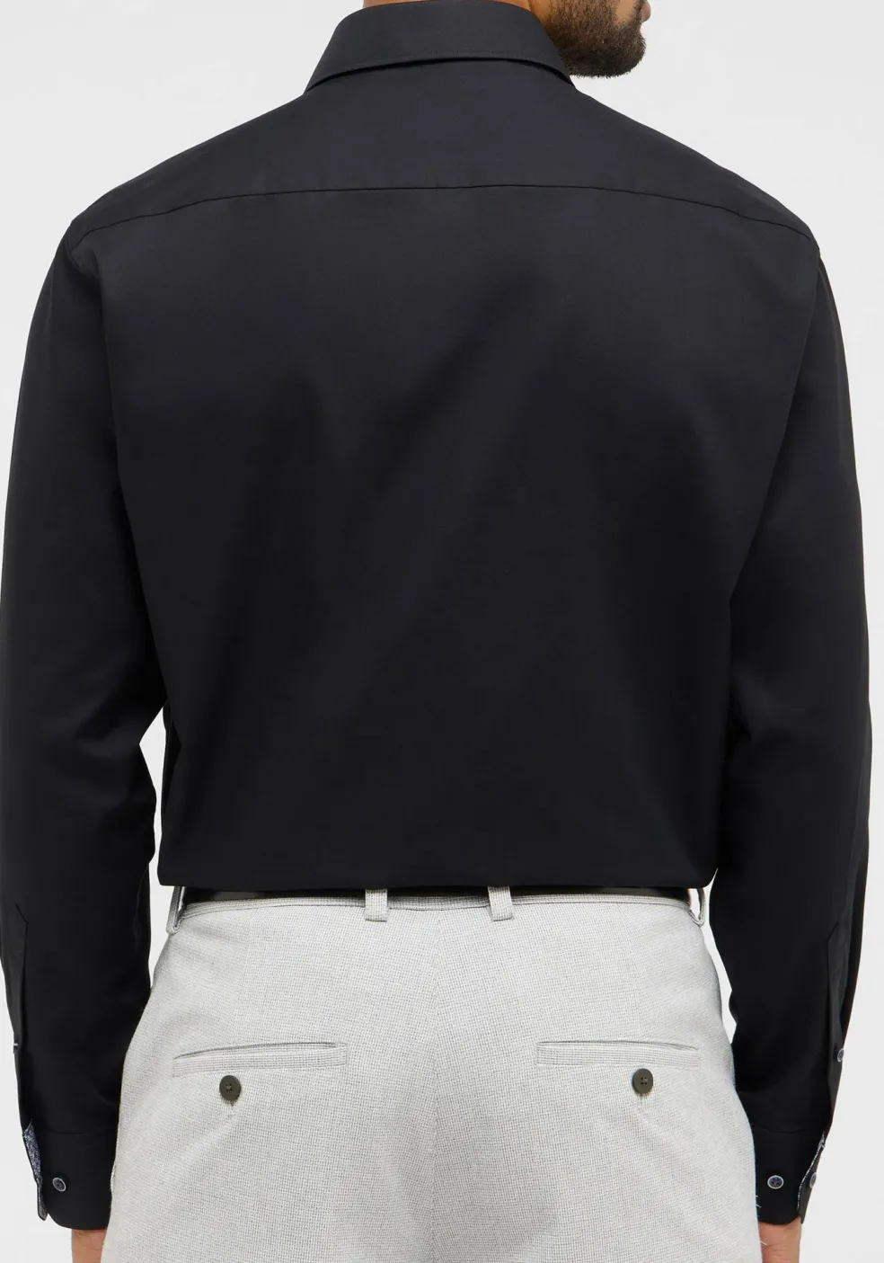 ETERNA comfort fit overhemd, popeline, zwart