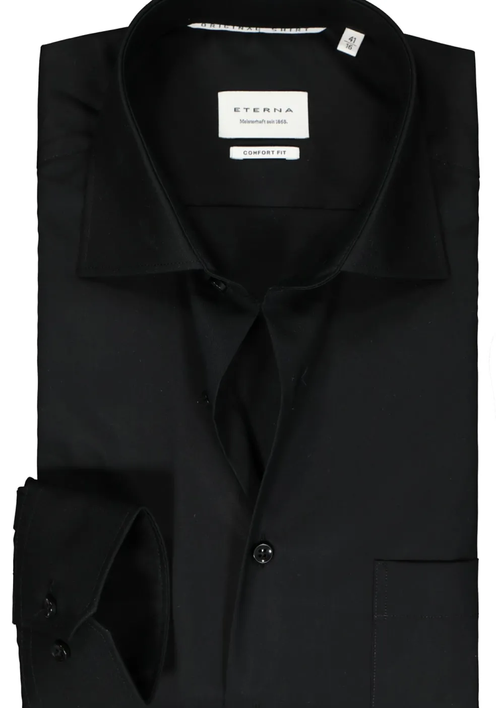 ETERNA comfort fit overhemd, popeline, zwart
