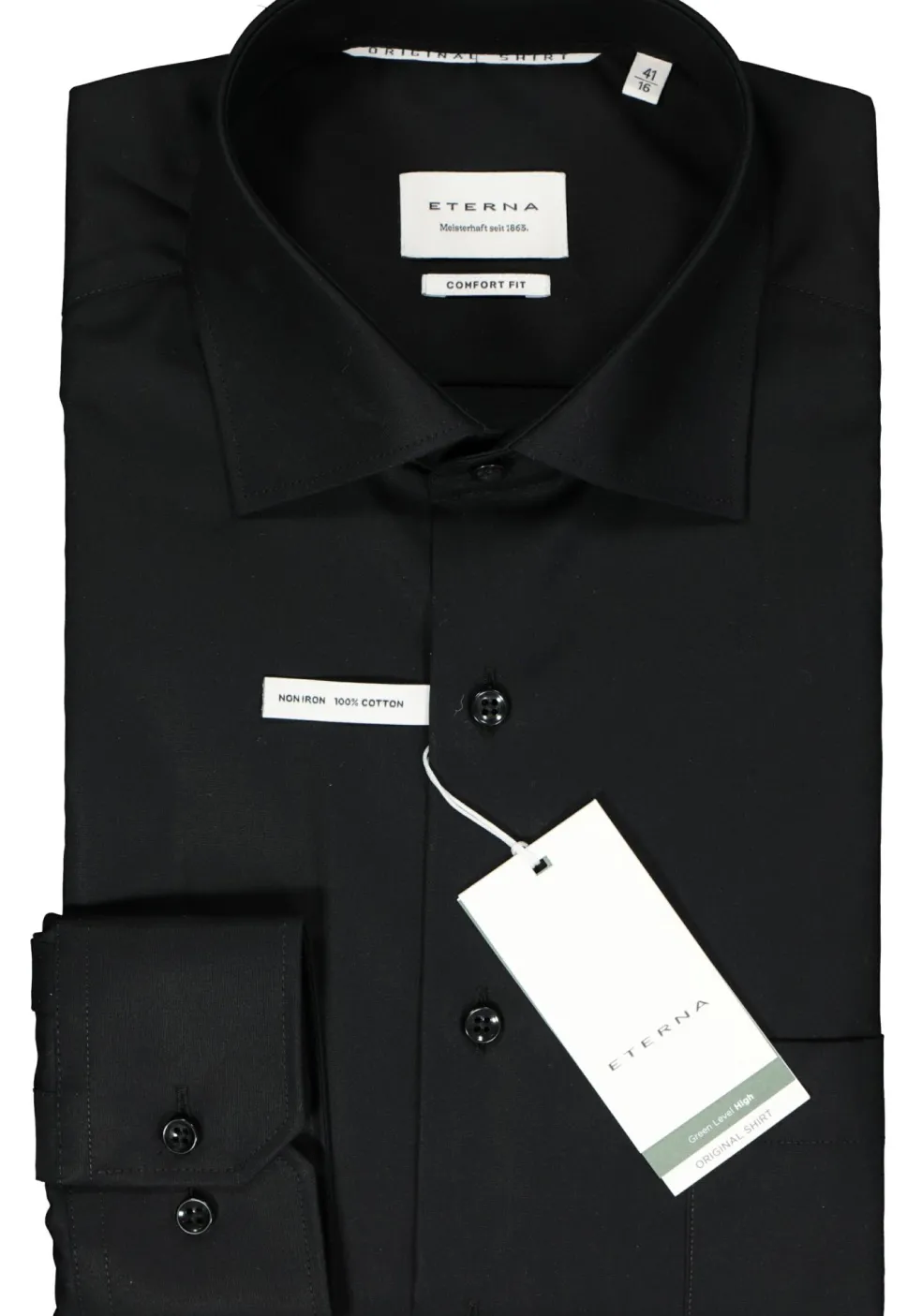 ETERNA comfort fit overhemd, popeline, zwart
