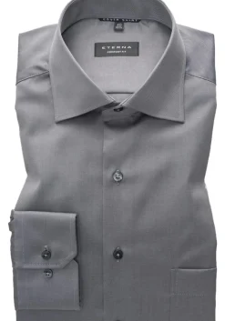 ETERNA comfort fit overhemd, twill, antraciet grijs