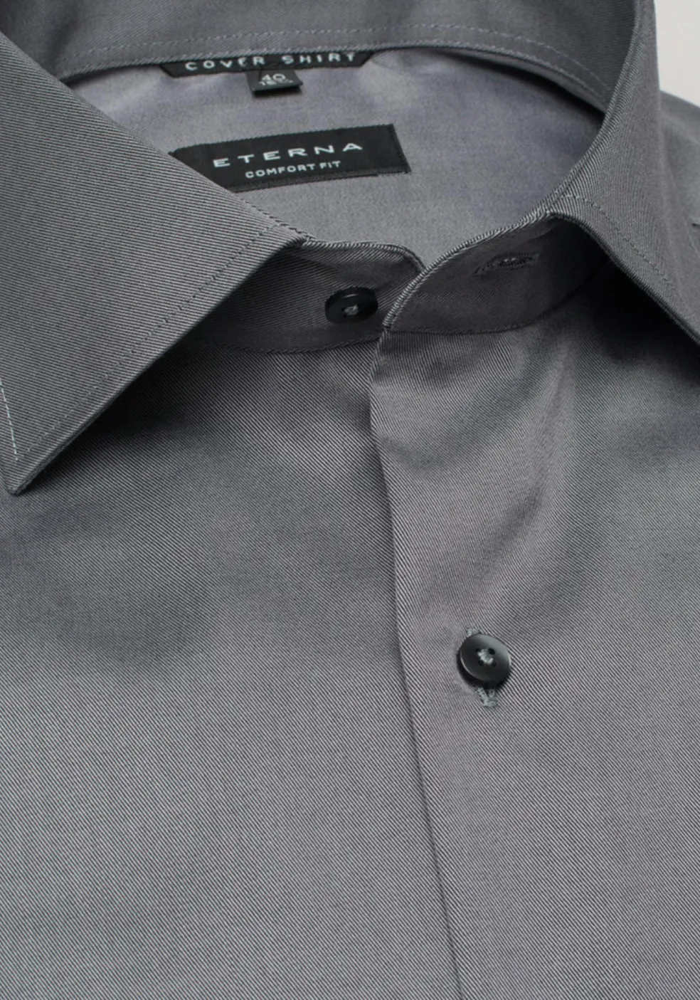 ETERNA comfort fit overhemd, twill, antraciet grijs