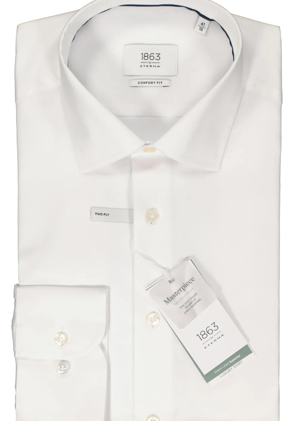 ETERNA comfort fit overhemd, twill, wit