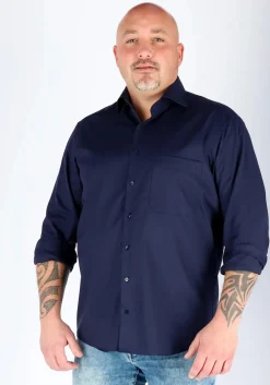 ETERNA comfort fit overhemd, twill heren overhemd, donkerblauw