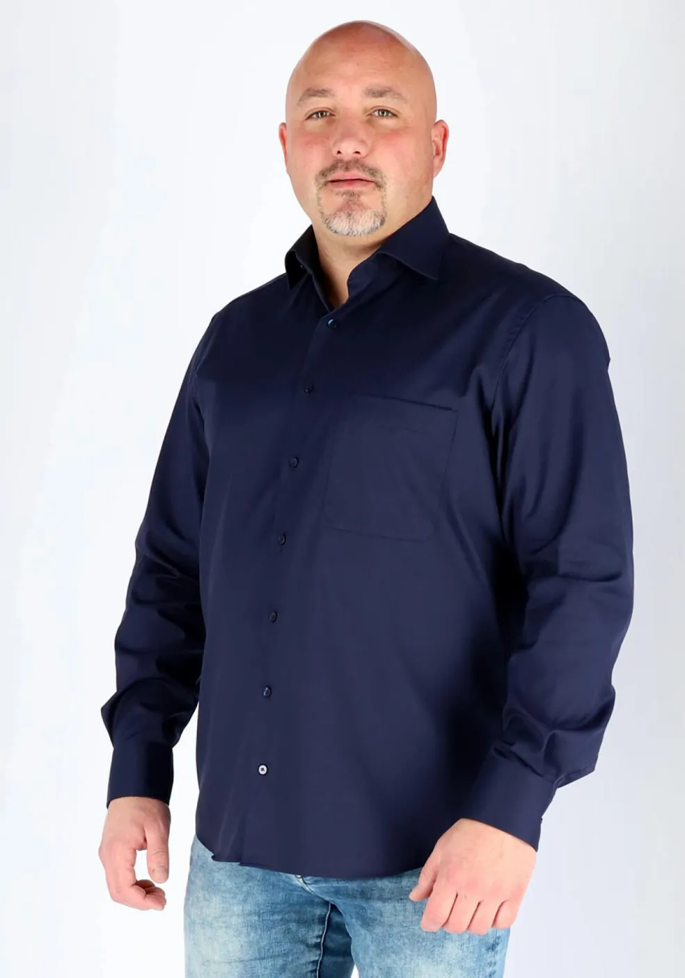 ETERNA comfort fit overhemd, twill heren overhemd, donkerblauw