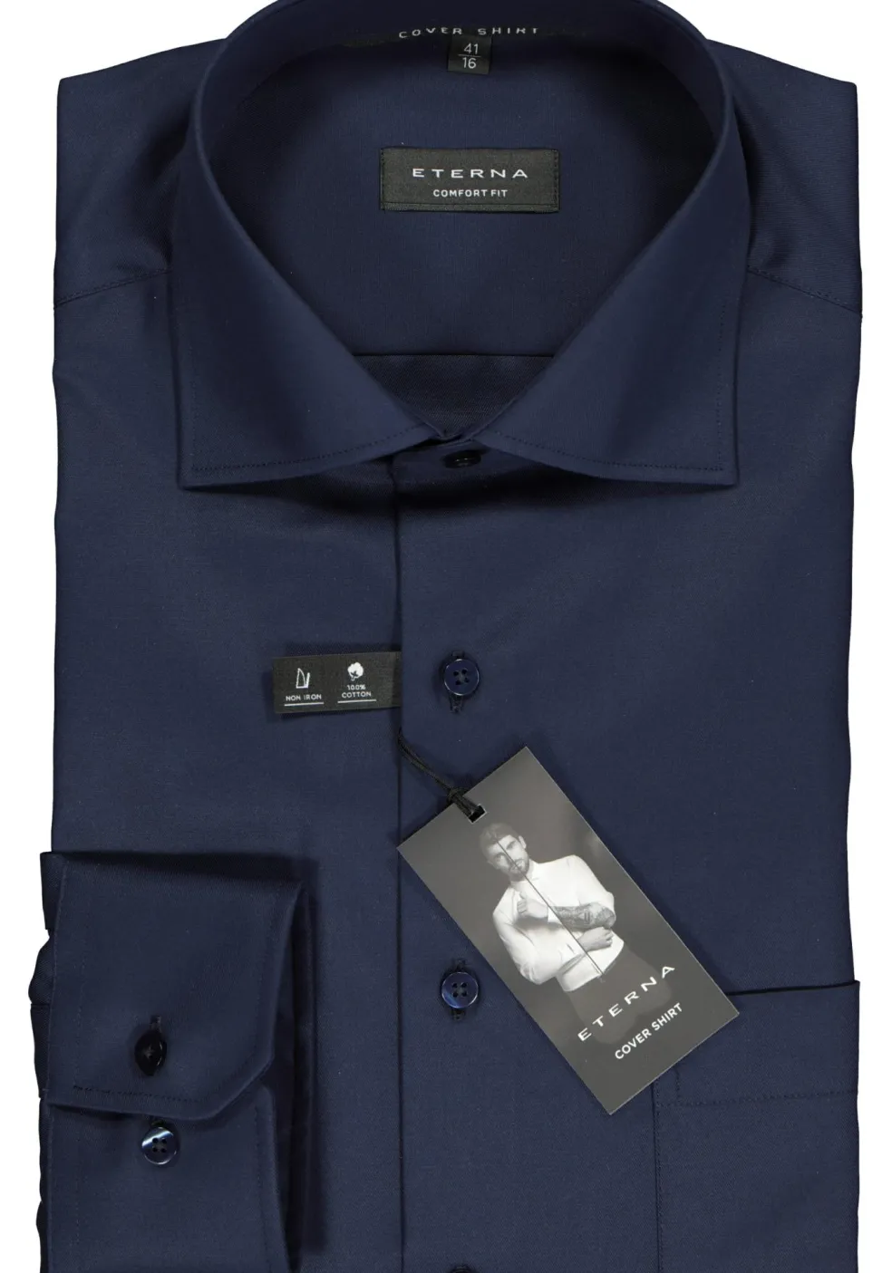 ETERNA comfort fit overhemd, twill heren overhemd, donkerblauw