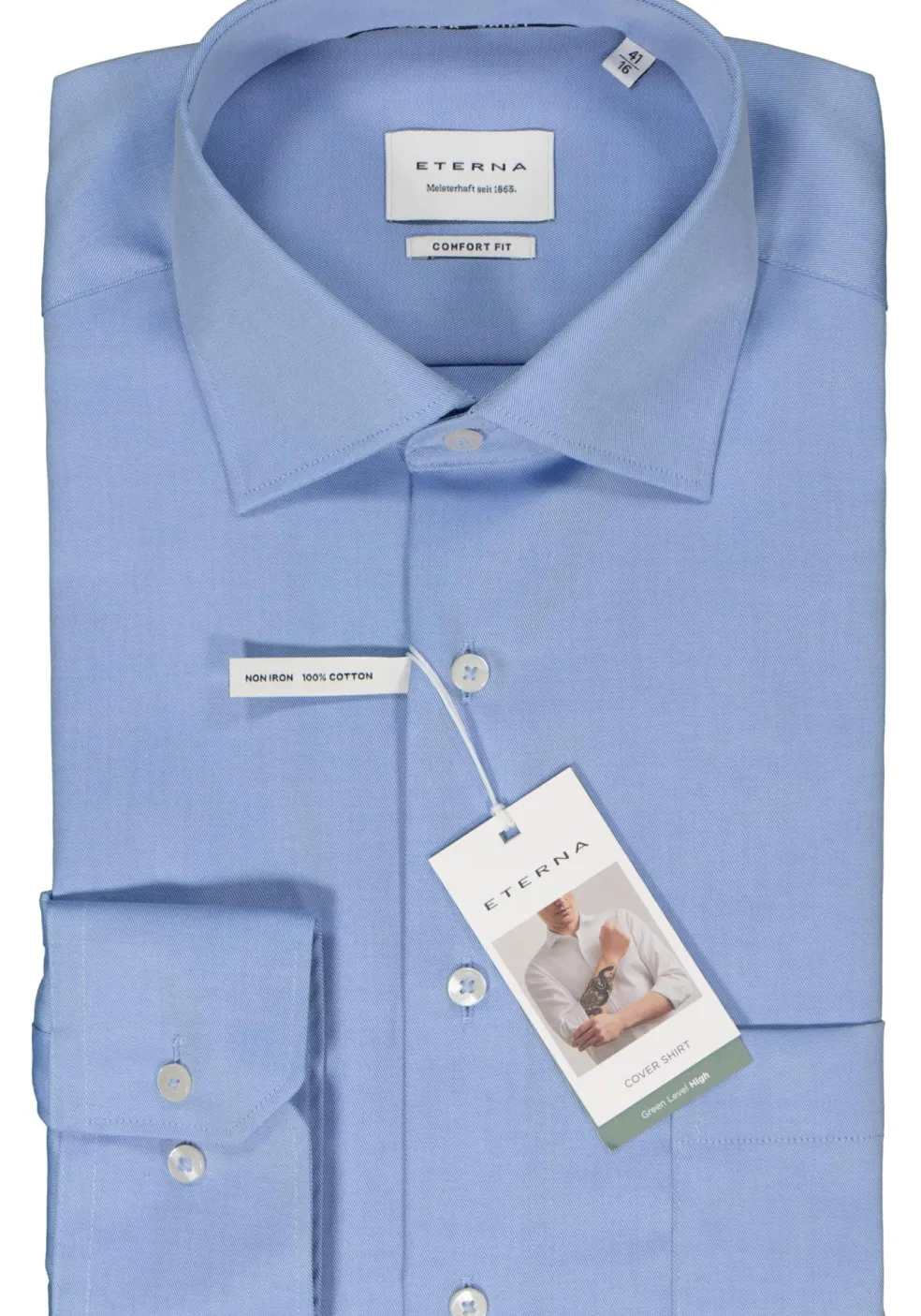 ETERNA comfort fit overhemd, twill, blauw