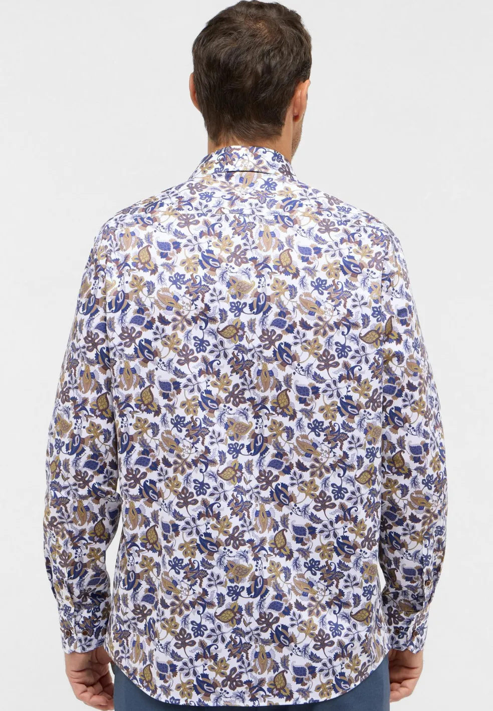 ETERNA comfort fit overhemd, twill, geel dessin