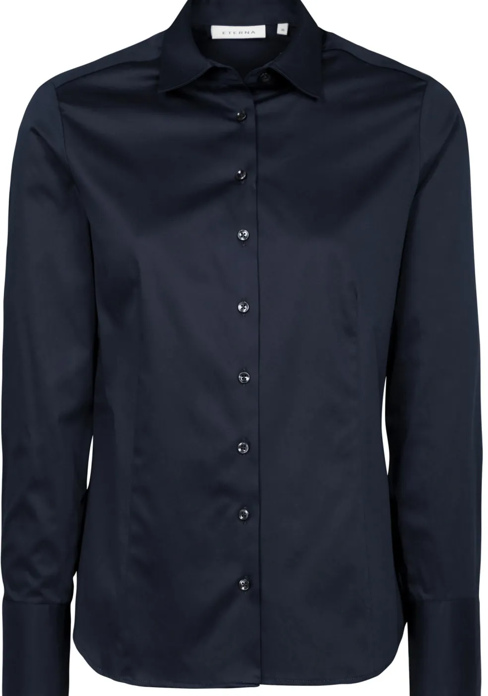 ETERNA dames blouse modern classic, stretch satijnbinding, donkerblauw