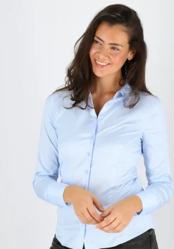 ETERNA dames blouse slim fit, lichtblauw