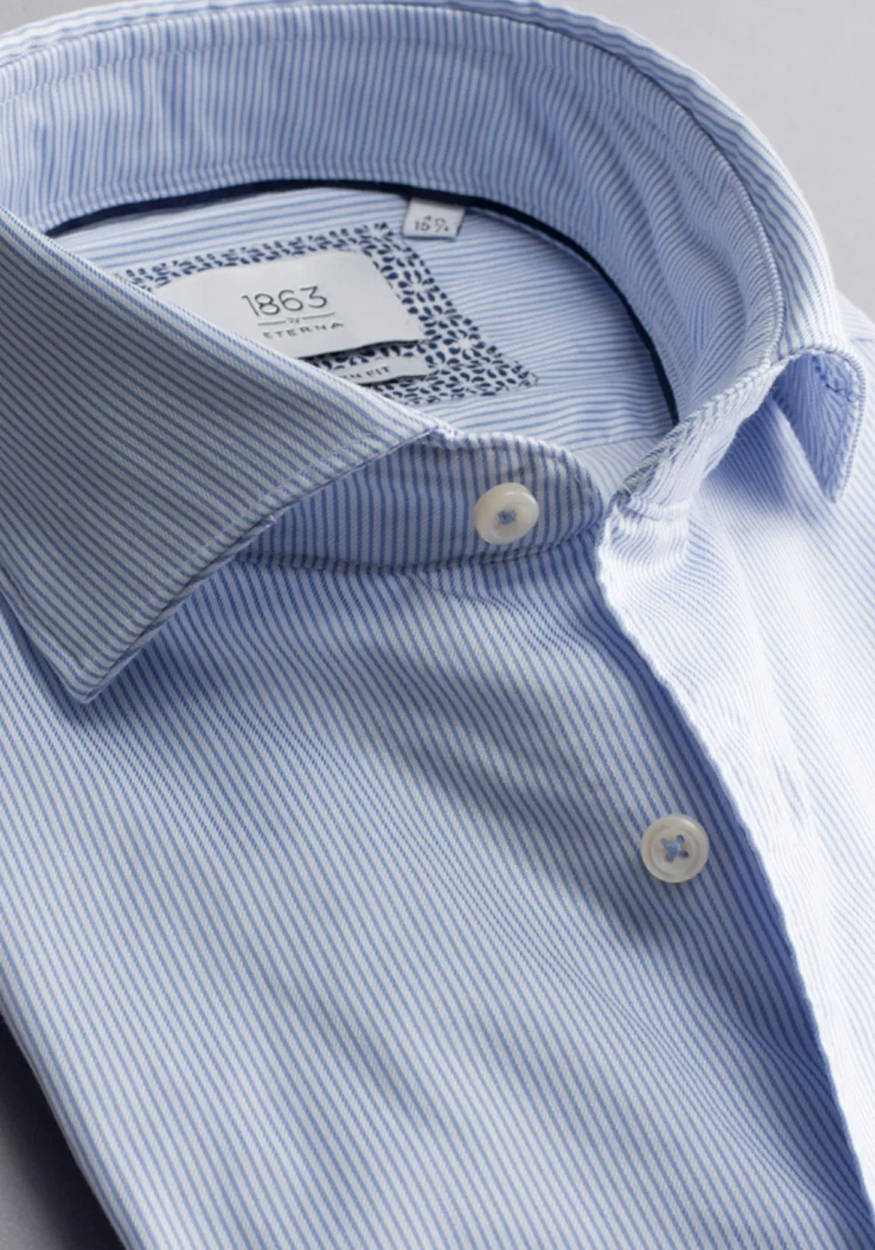 ETERNA 1863 modern fit casual Soft tailoring overhemd, twill, lichtblauw gestreept