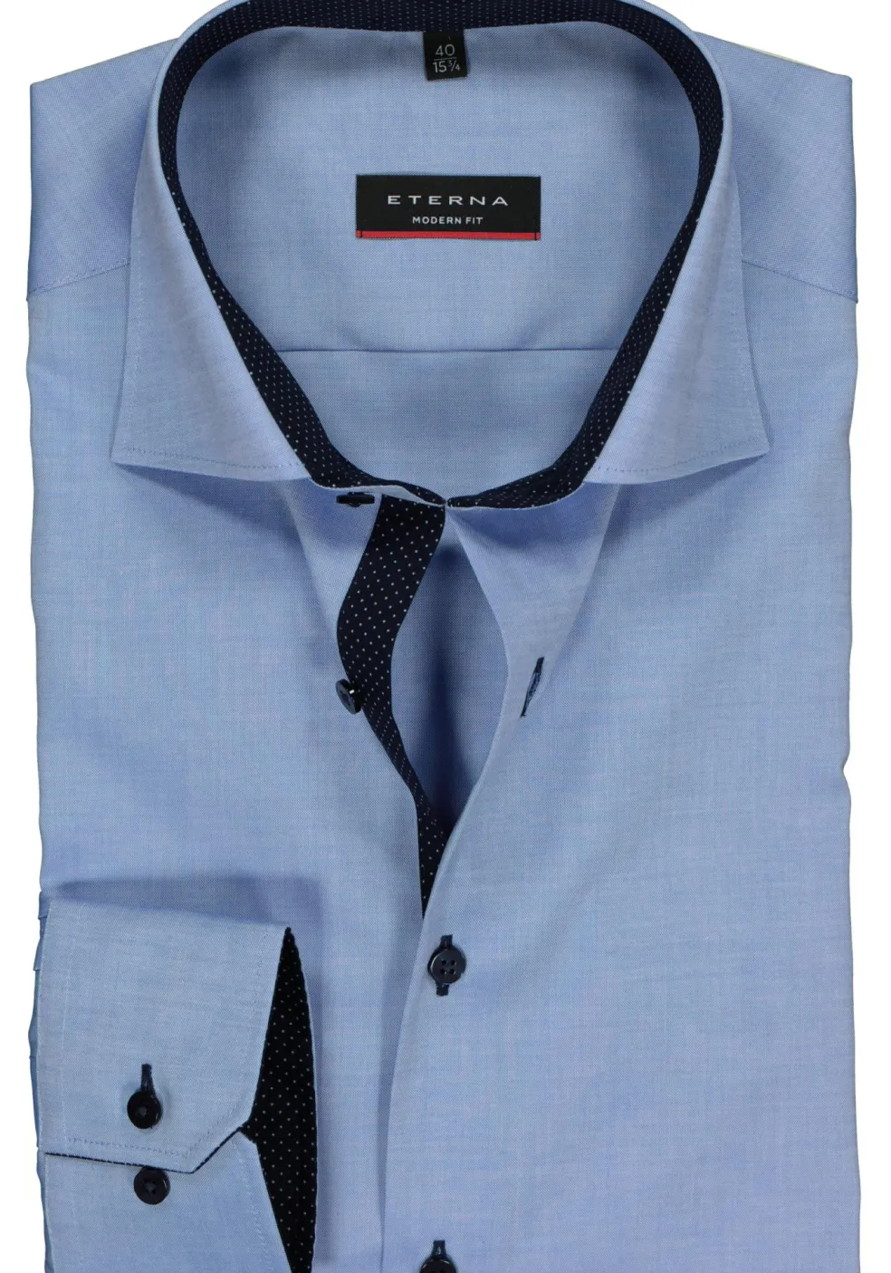 ETERNA modern fit overhemd, fijn Oxford heren overhemd, lichtblauw (blauw gestipt contrast)