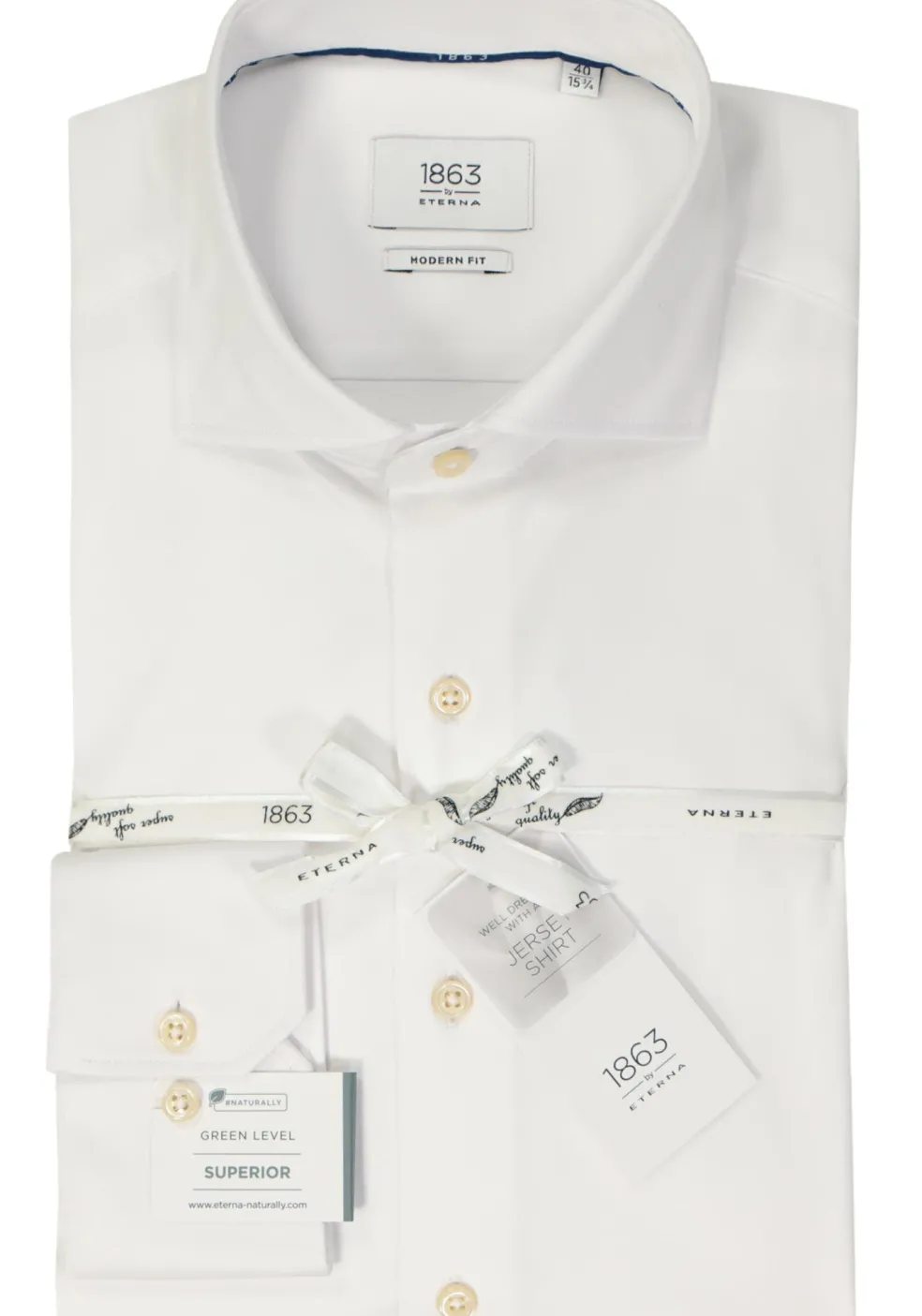 ETERNA modern fit overhemd, jersey heren overhemd, wit