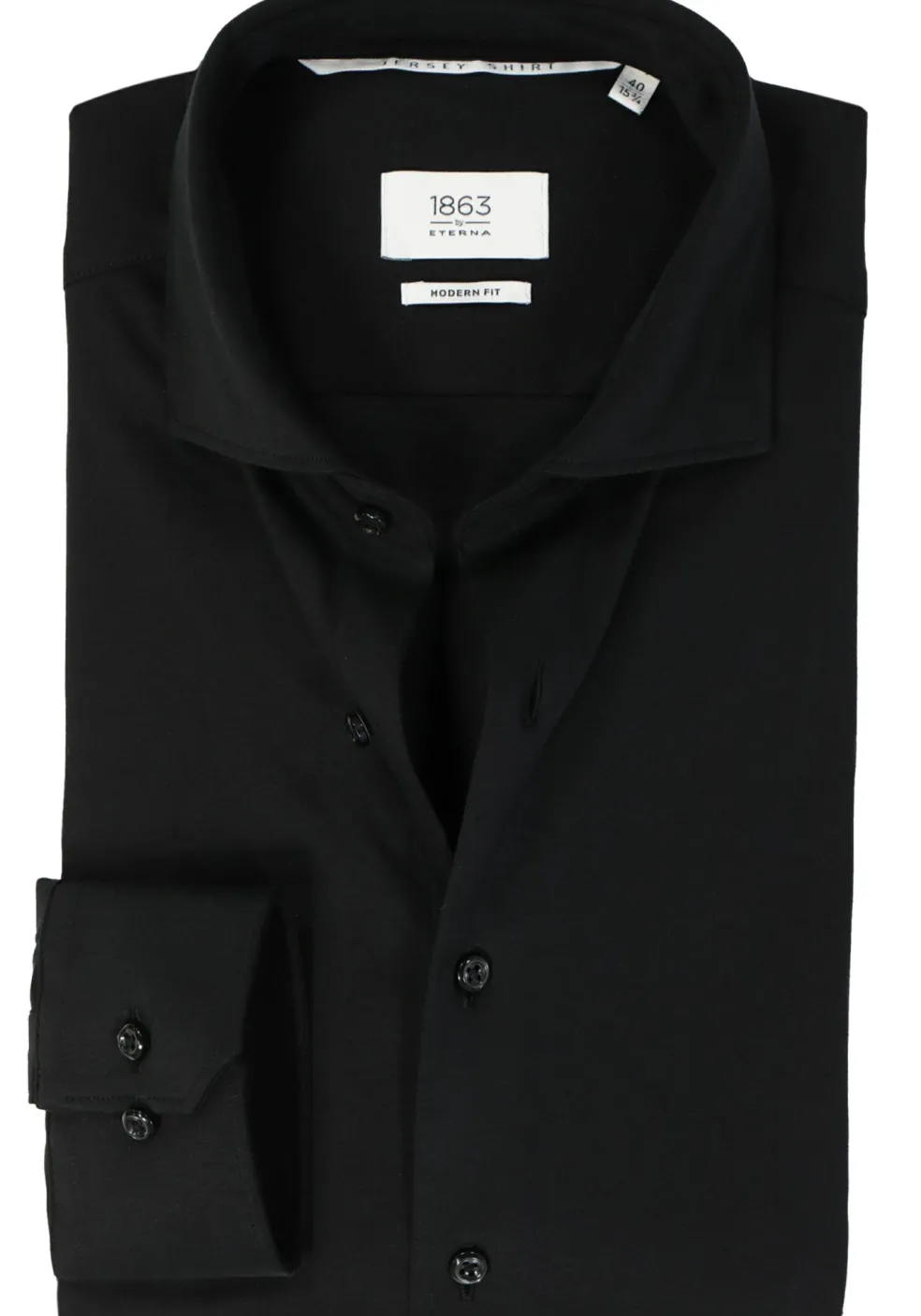 ETERNA modern fit overhemd, jersey heren overhemd, zwart
