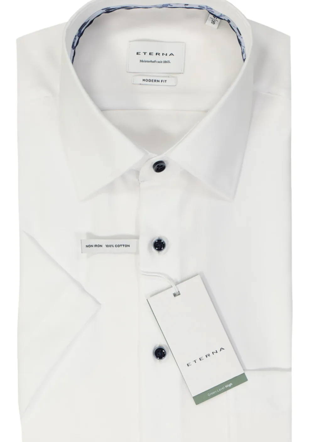 ETERNA modern fit overhemd korte mouw, Oxford, wit