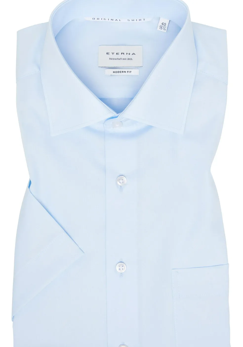 ETERNA modern fit overhemd korte mouw, popeline, lichtblauw
