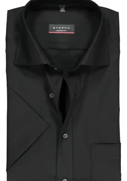 ETERNA modern fit overhemd, korte mouw, poplin heren overhemd, zwart