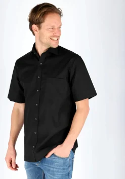 ETERNA modern fit overhemd, korte mouw, poplin heren overhemd, zwart