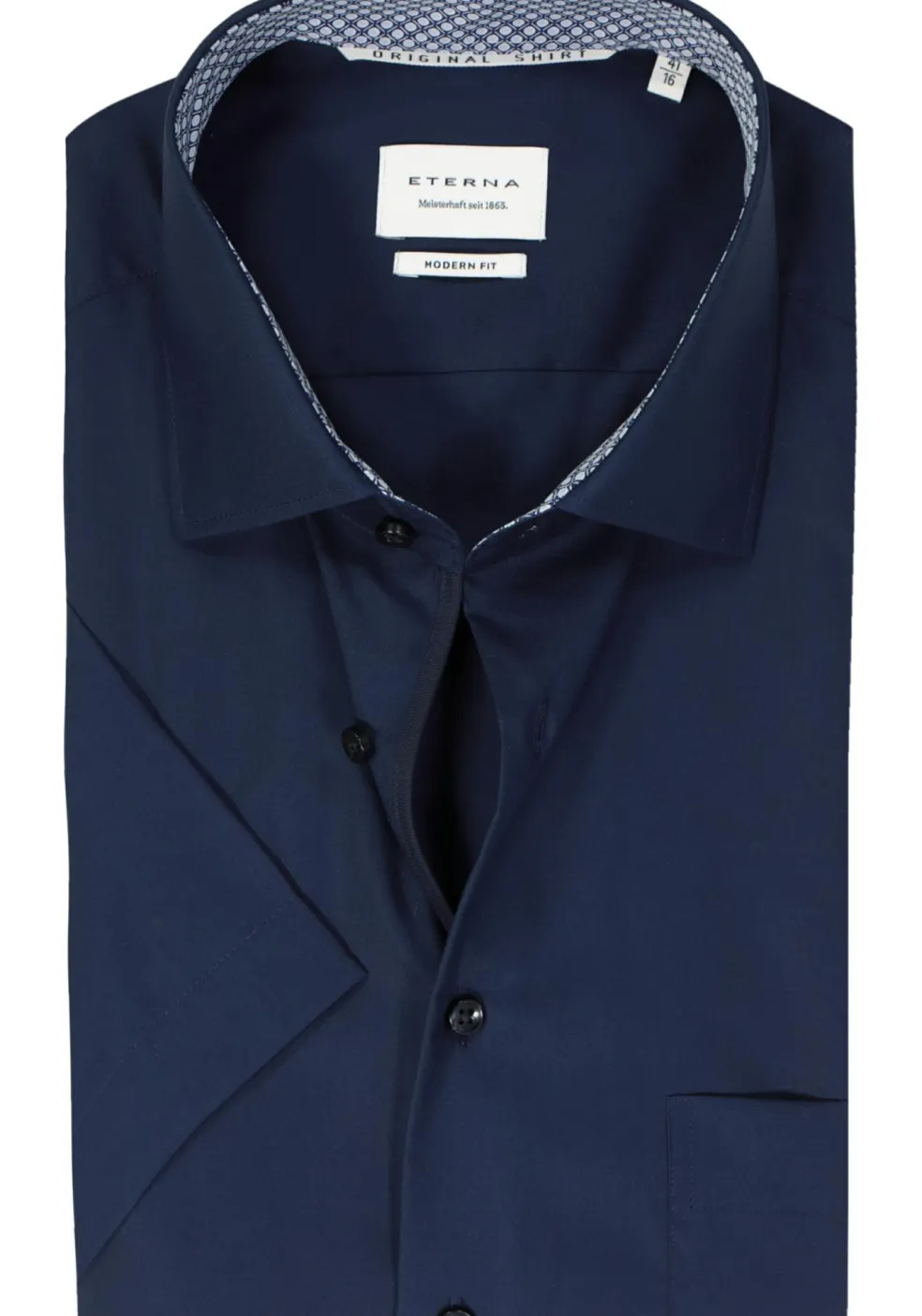 ETERNA modern fit overhemd korte mouw, popeline, donkerblauw