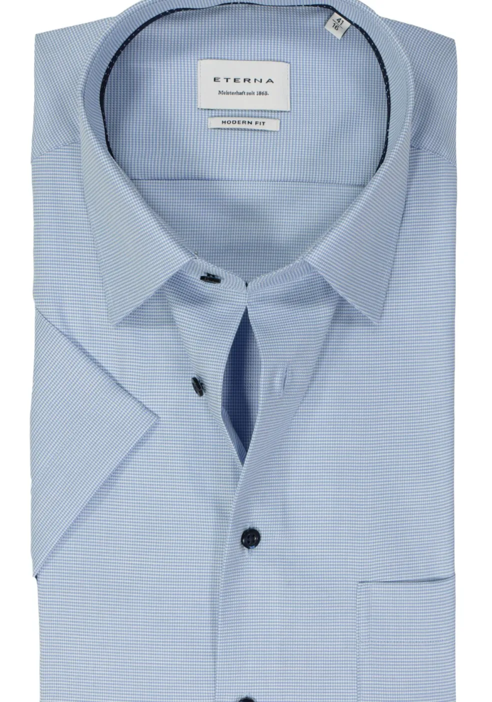 ETERNA modern fit overhemd korte mouw, twill, lichtblauw