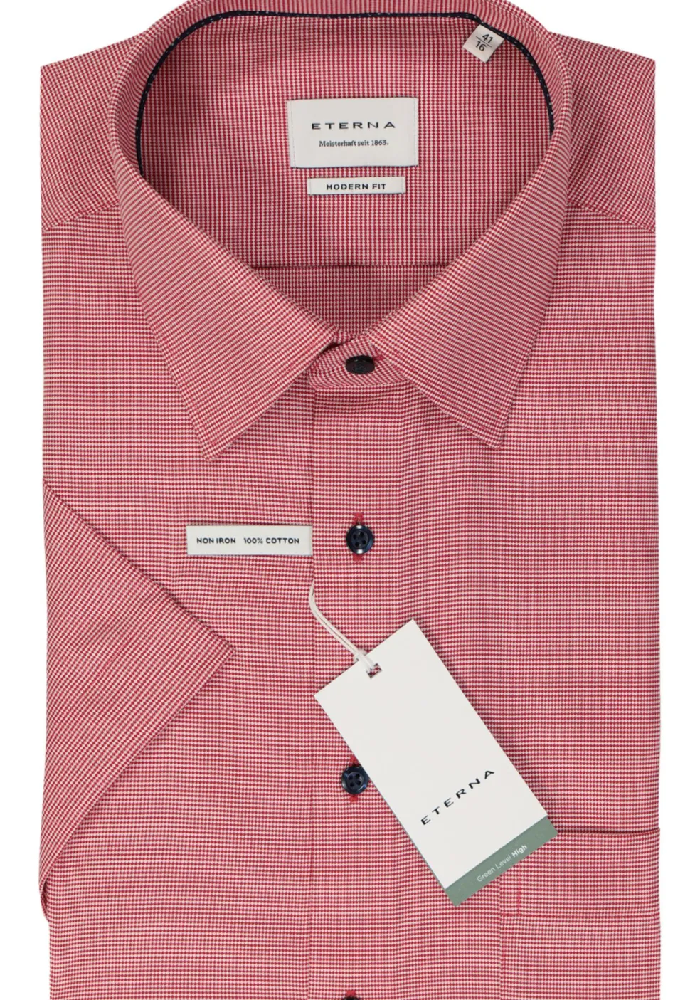 ETERNA modern fit overhemd korte mouw, twill, roze