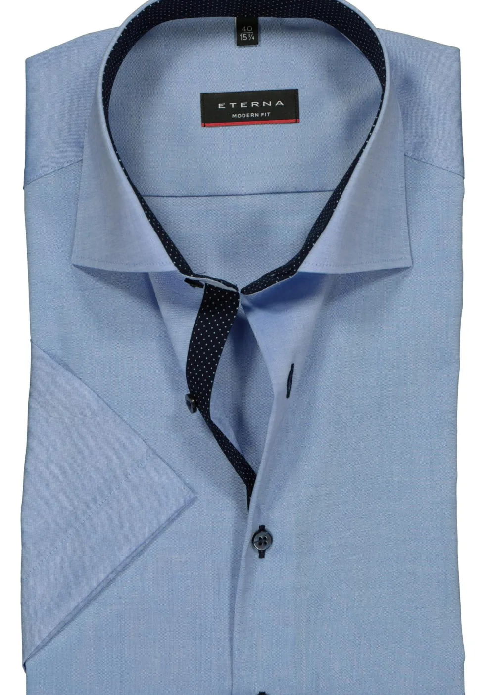 ETERNA modern fit overhemd, korte mouw, heren overhemd fijn Oxford, blauw (gestipt contrast)