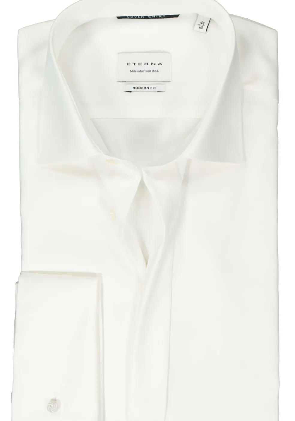ETERNA modern fit overhemd mouwlengte 7, twill met dubbele manchet, ecru