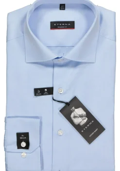ETERNA modern fit overhemd, mouwlengte 7, niet doorschijnend twill heren overhemd, lichtblauw