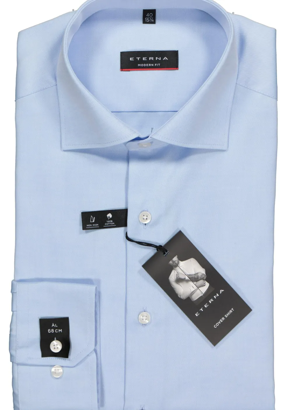 ETERNA modern fit overhemd, mouwlengte 7, niet doorschijnend twill heren overhemd, lichtblauw