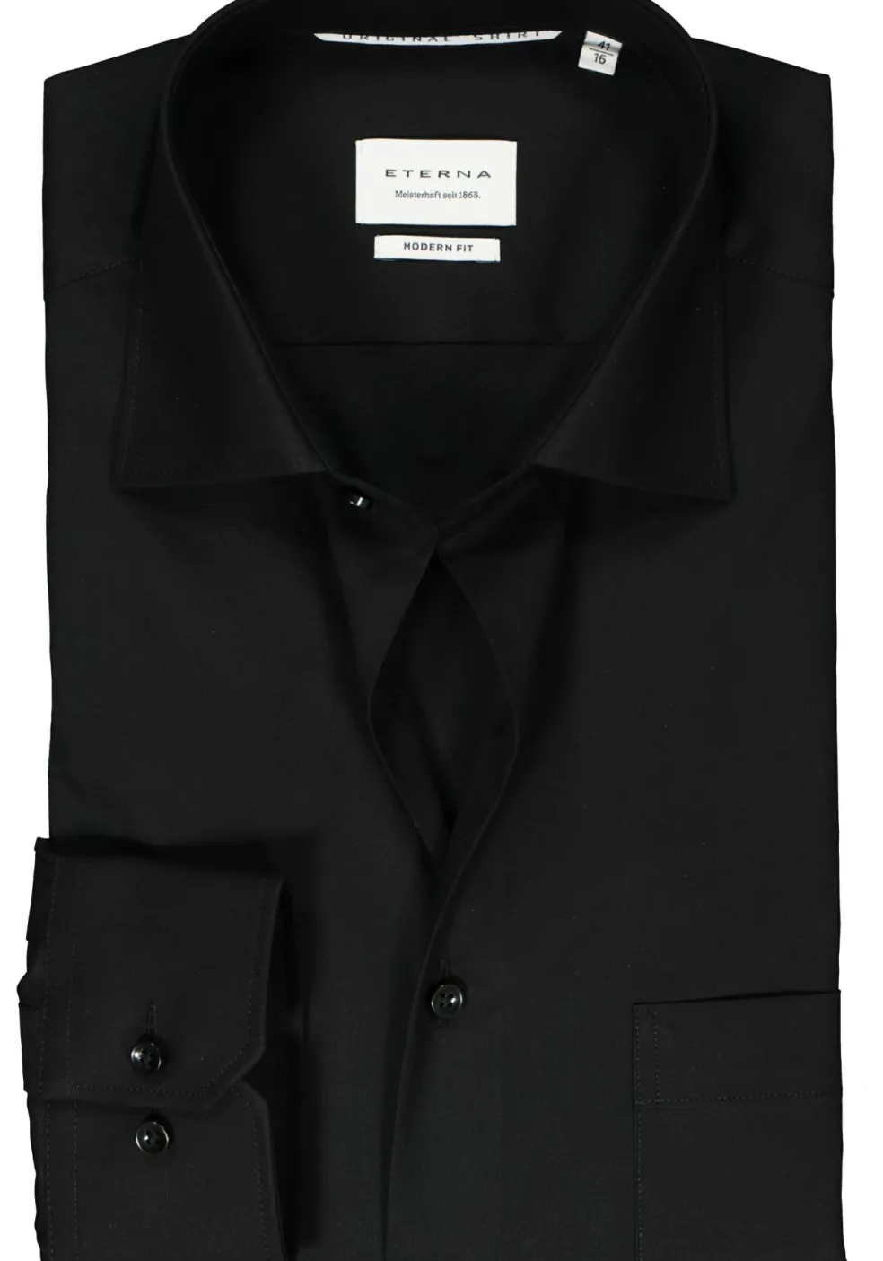 ETERNA modern fit overhemd mouwlengte 7, popeline, zwart