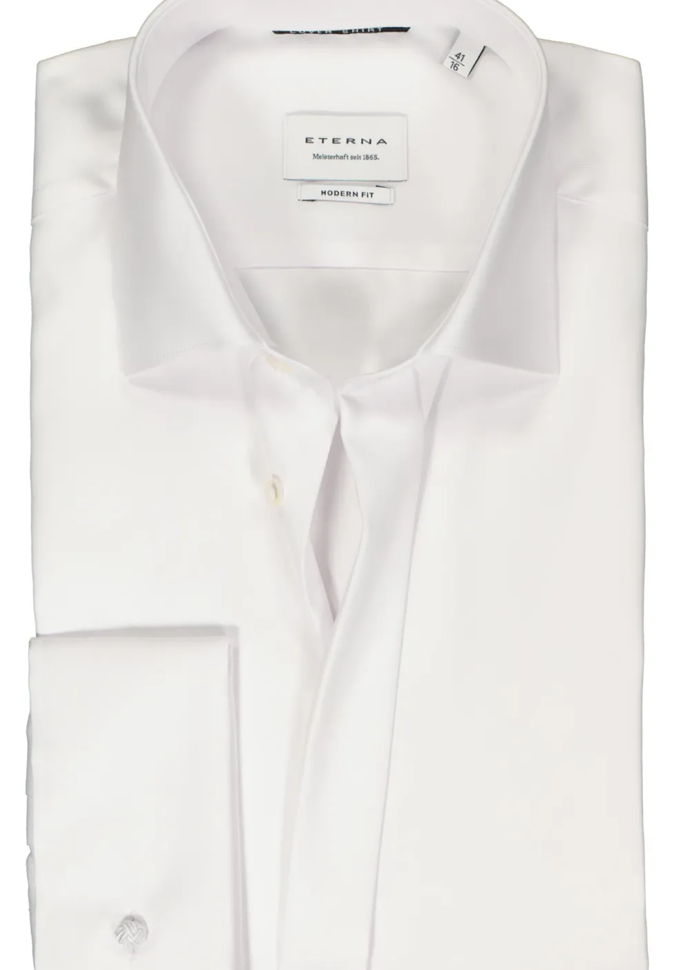 ETERNA modern fit overhemd mouwlengte 7, twill met dubbele manchet, wit