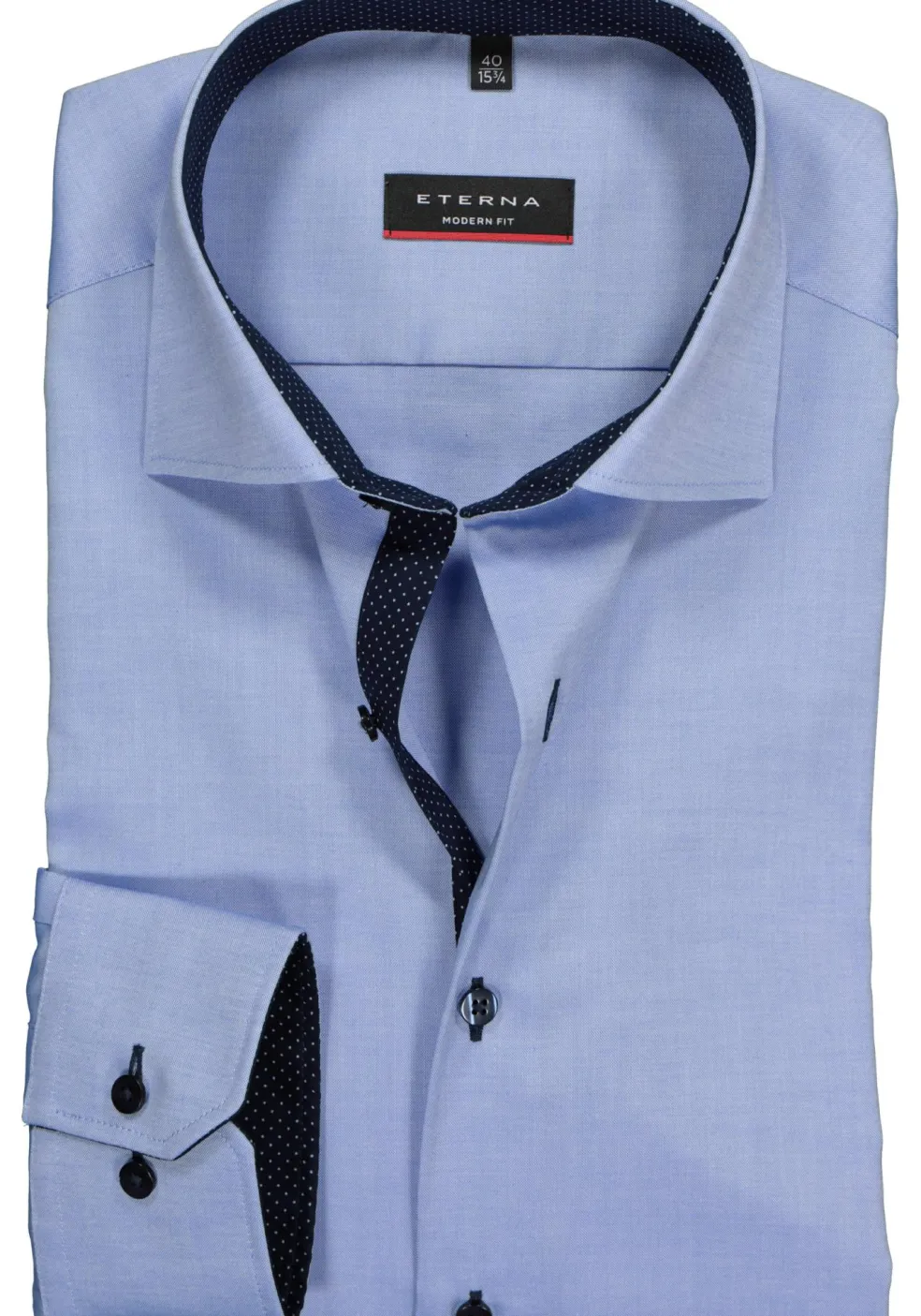 ETERNA modern fit overhemd, mouwlengte 7, fijn Oxford heren overhemd, lichtblauw (blauw gestipt contrast)