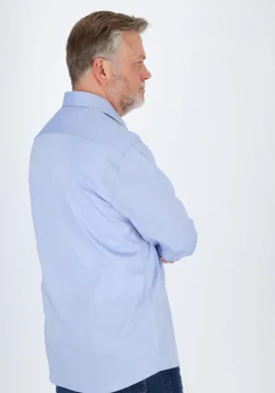 ETERNA modern fit overhemd, mouwlengte 7, fijn Oxford heren overhemd, lichtblauw (blauw gestipt contrast)