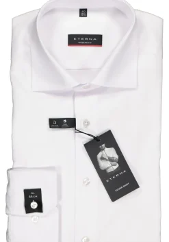 ETERNA modern fit overhemd, mouwlengte 7, niet doorschijnend twill heren overhemd, wit