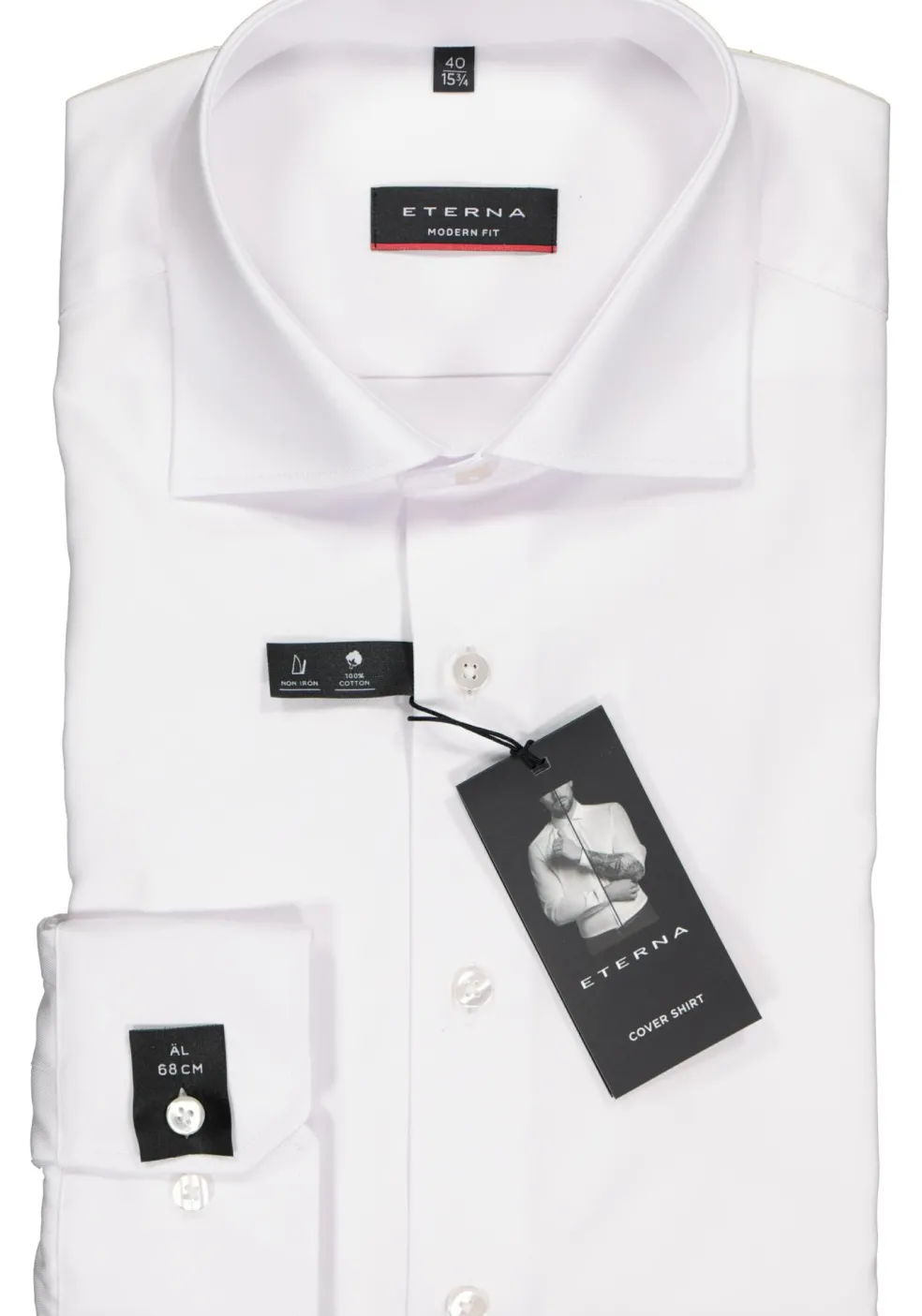 ETERNA modern fit overhemd, mouwlengte 7, niet doorschijnend twill heren overhemd, wit