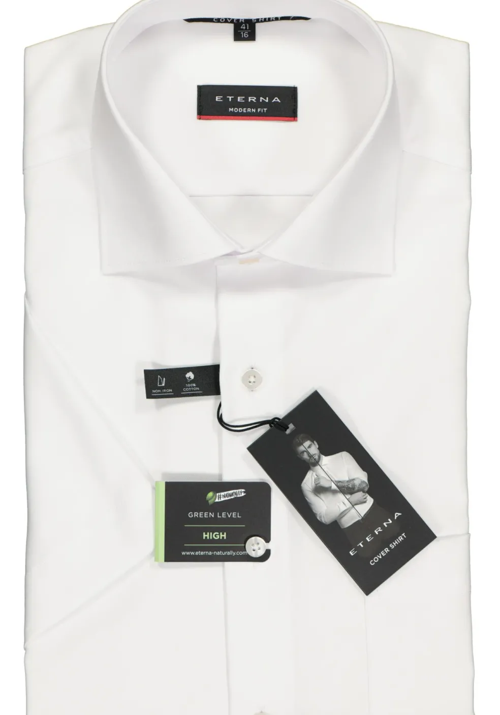 ETERNA modern fit overhemd, niet doorschijnend twill met korte mouw, wit