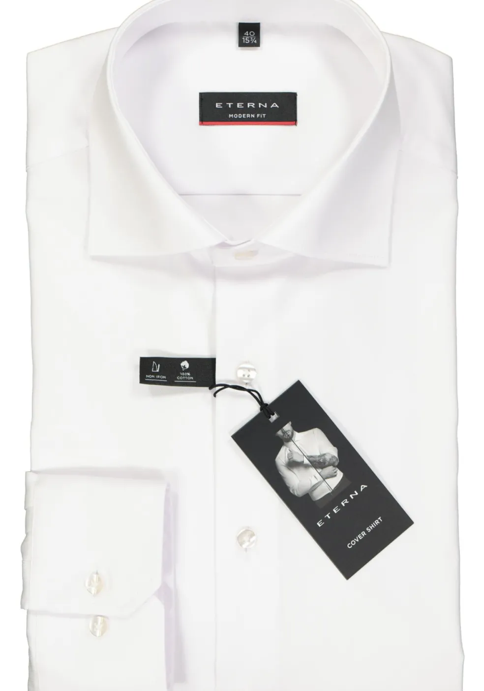 ETERNA modern fit overhemd, niet doorschijnend twill heren overhemd, wit