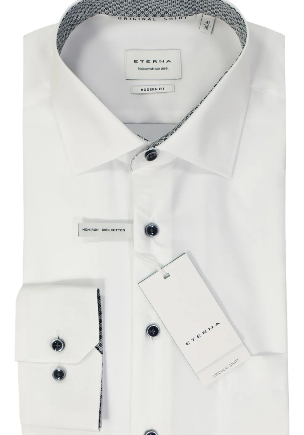 ETERNA modern fit overhemd, popeline, wit