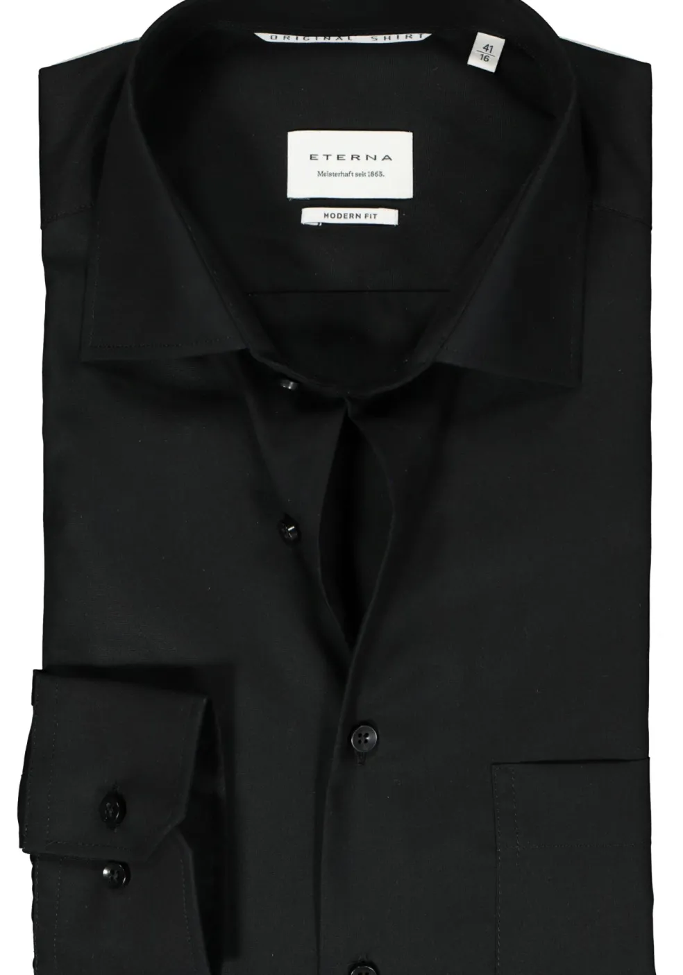 ETERNA modern fit overhemd, popeline, zwart