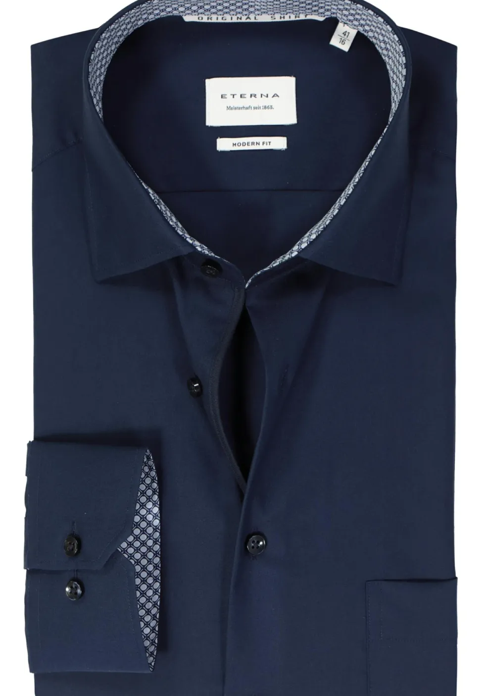 ETERNA modern fit overhemd, popeline, donkerblauw
