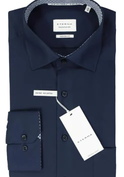 ETERNA modern fit overhemd, popeline, donkerblauw