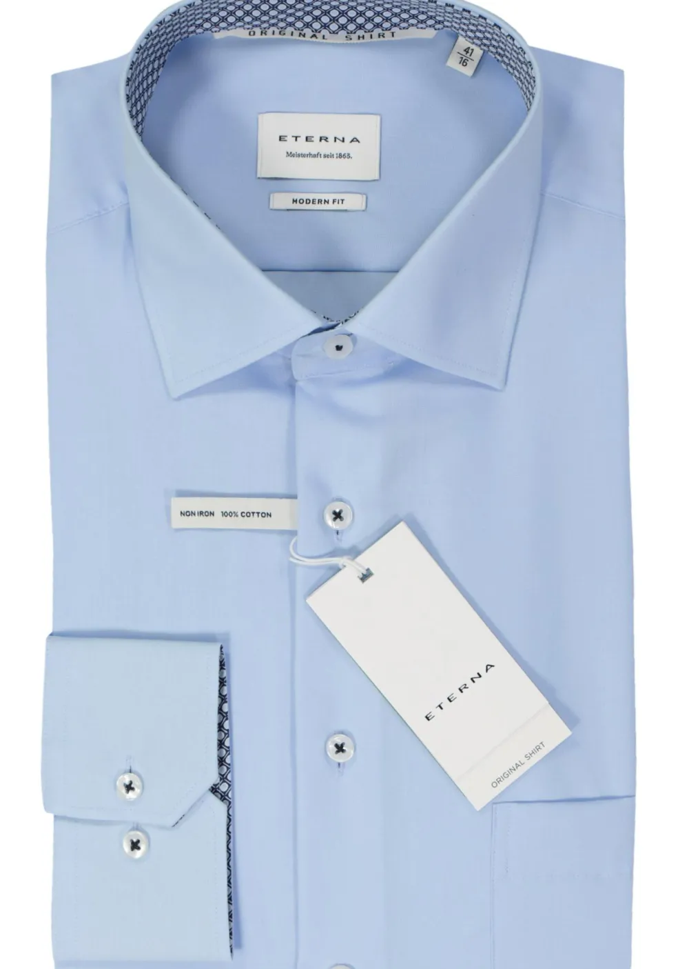 ETERNA modern fit overhemd, popeline, lichtblauw