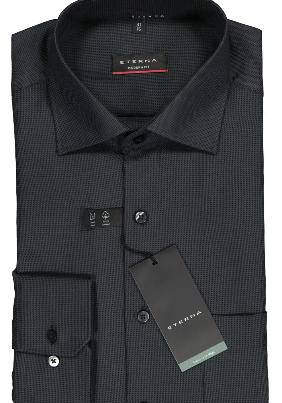 ETERNA modern fit overhemd, structuur, antraciet grijs
