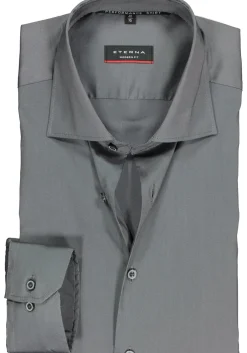 ETERNA modern fit overhemd, superstretch lyocell heren overhemd, antraciet grijs