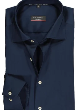 ETERNA modern fit overhemd, superstretch lyocell heren overhemd, donkerblauw