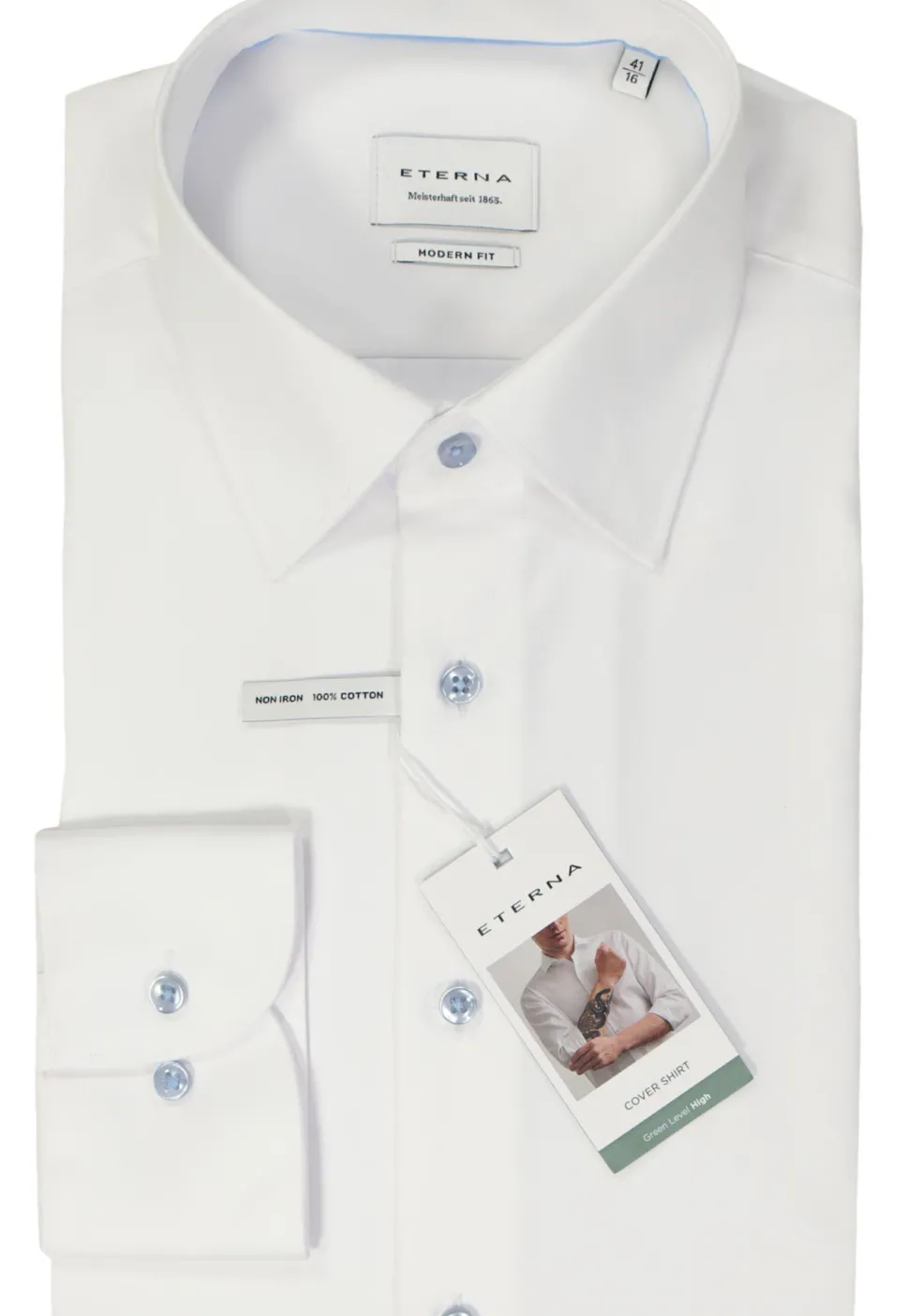 ETERNA modern fit overhemd, twill, wit