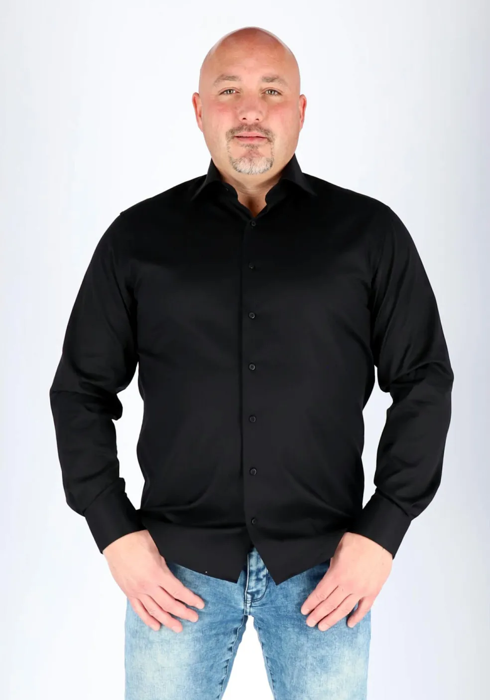 ETERNA modern fit overhemd, twill heren overhemd, zwart