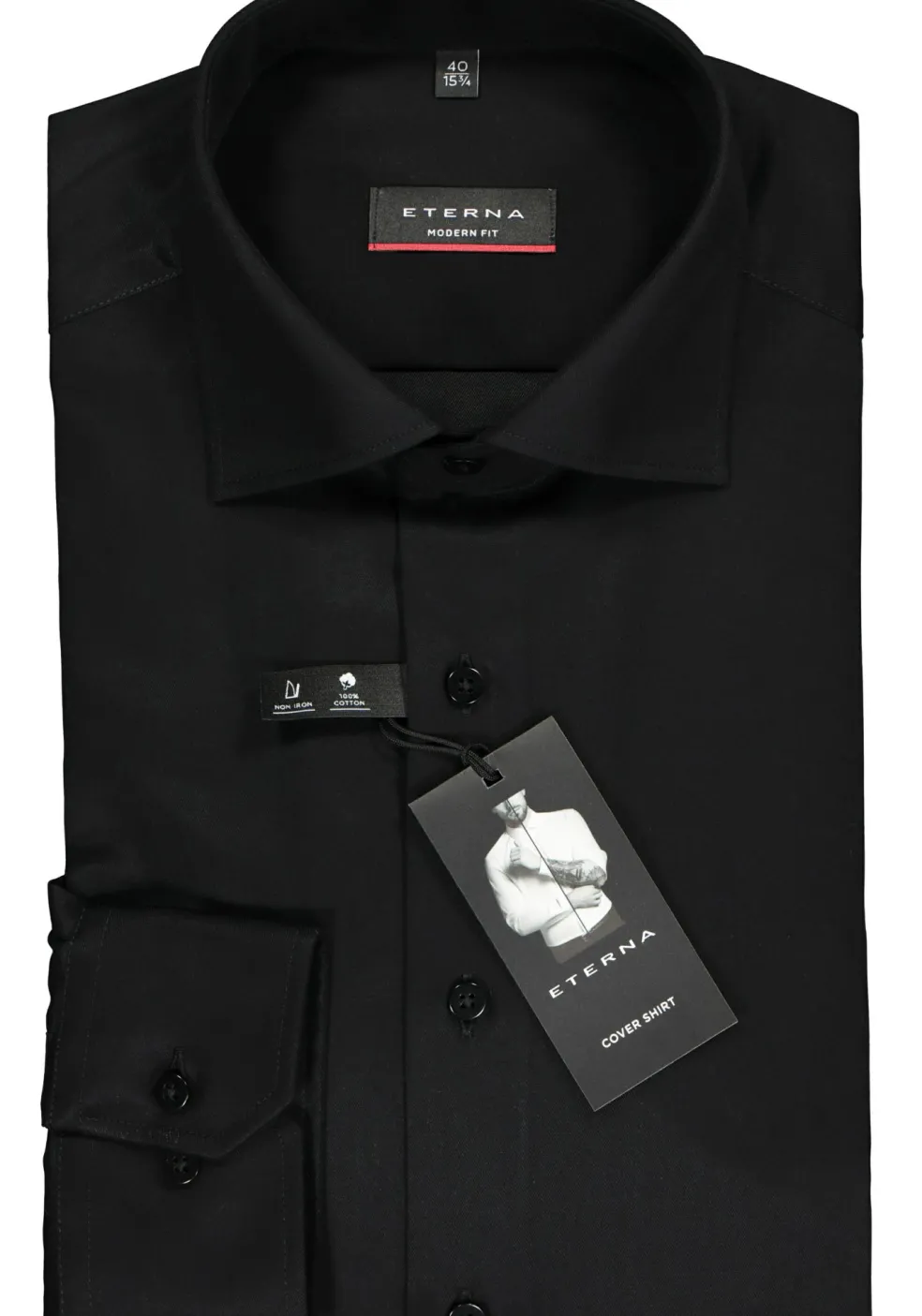 ETERNA modern fit overhemd, twill heren overhemd, zwart
